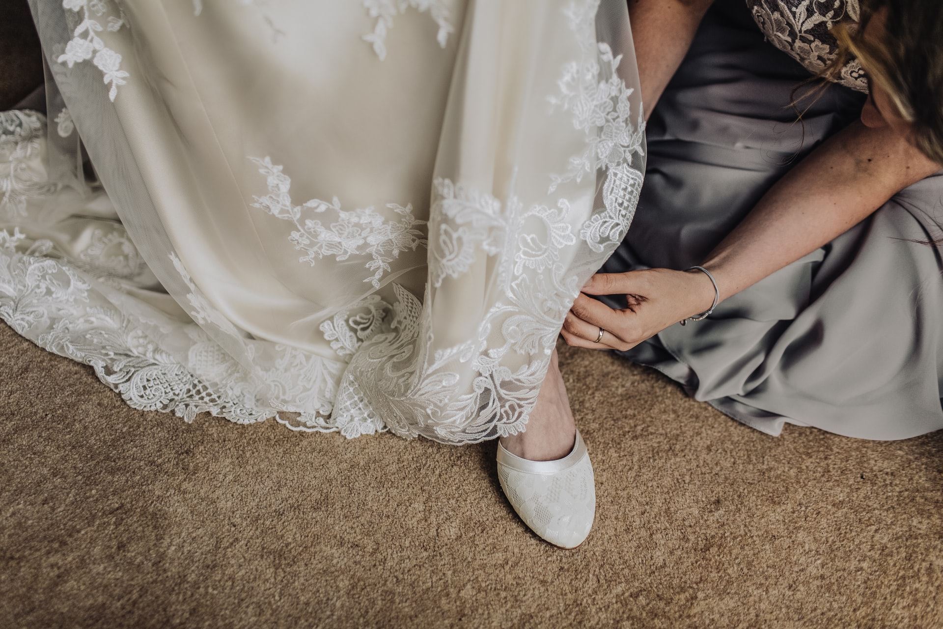Photo of a real bride wearing bridal shoes