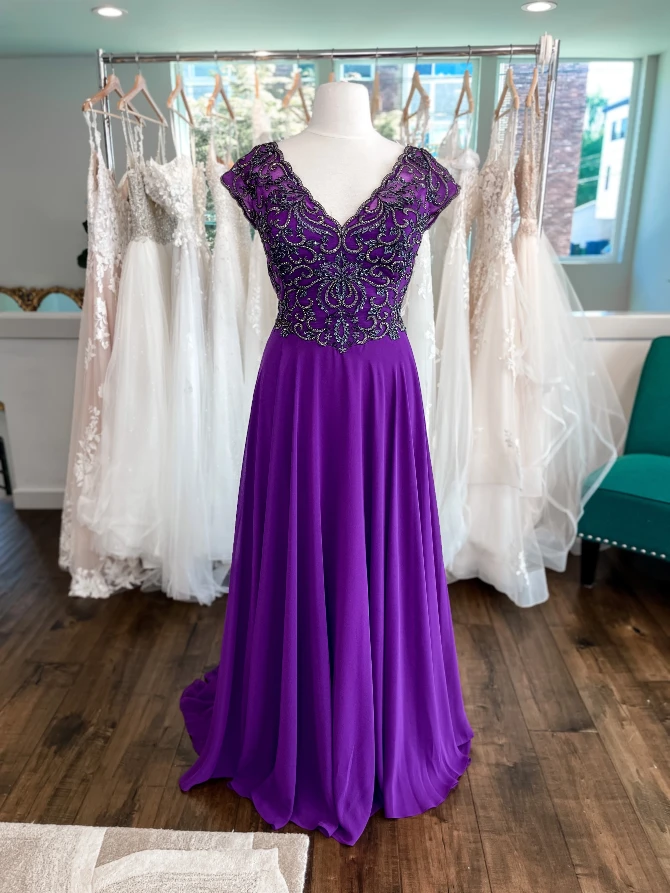 fitted lace wedding dress Nox Anabel G1363 Prom Dress - Purple