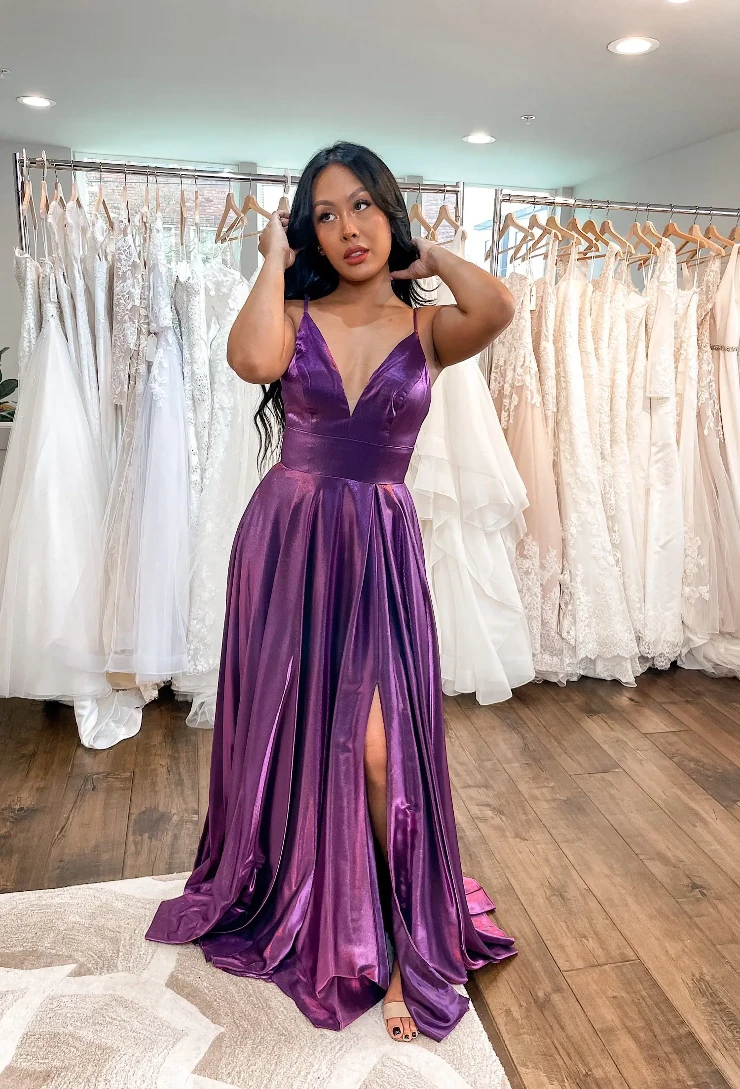 fitted lace wedding dress Sweetheart A-line Plum Beaded Tulle Long Prom Dress with Slit – jkprom main image 1