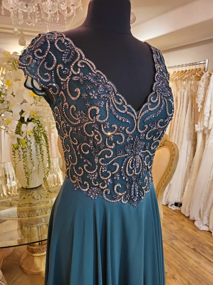 blue and rose gold dress Long Rose Gold Bridesmaid Dresses Spaghetti Strap – Lisposa main image 0