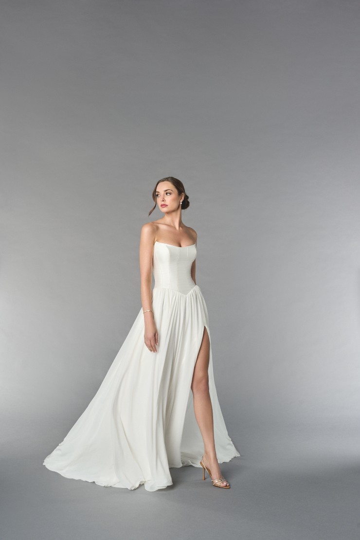 simple elegant a line wedding dresses V Neck Line Wedding Dress | Open Lace Back Wedding Dress main image 0