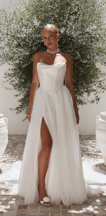 Serene by Madi Lane #SR2642MKTL Lili MKTL (Mikado/Tulle) - EVENT DRESS #0 Ivory thumbnail